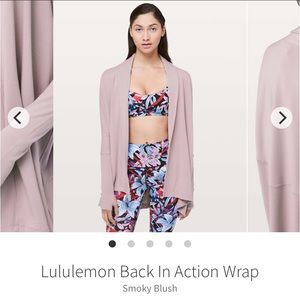 Lululemon Back in Action wrap/cardigan smoky blush size 6